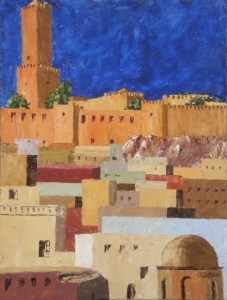 CIUDAD DE TÚNEZ-Óleo a espátula sobre tabla-65x50