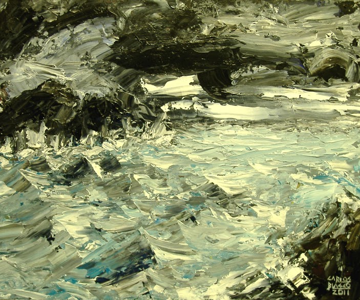 CONTRASTO-EPMR 44-Acrílico a espátula sobre tablero 9 mm. regruesado-38x46x3,4 cms.