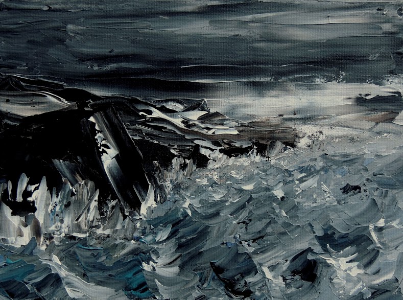 LA GOTA FRÍA-EPMR 49-Acrílico a espátula sobre lienzo-18x24x3,5 cms.