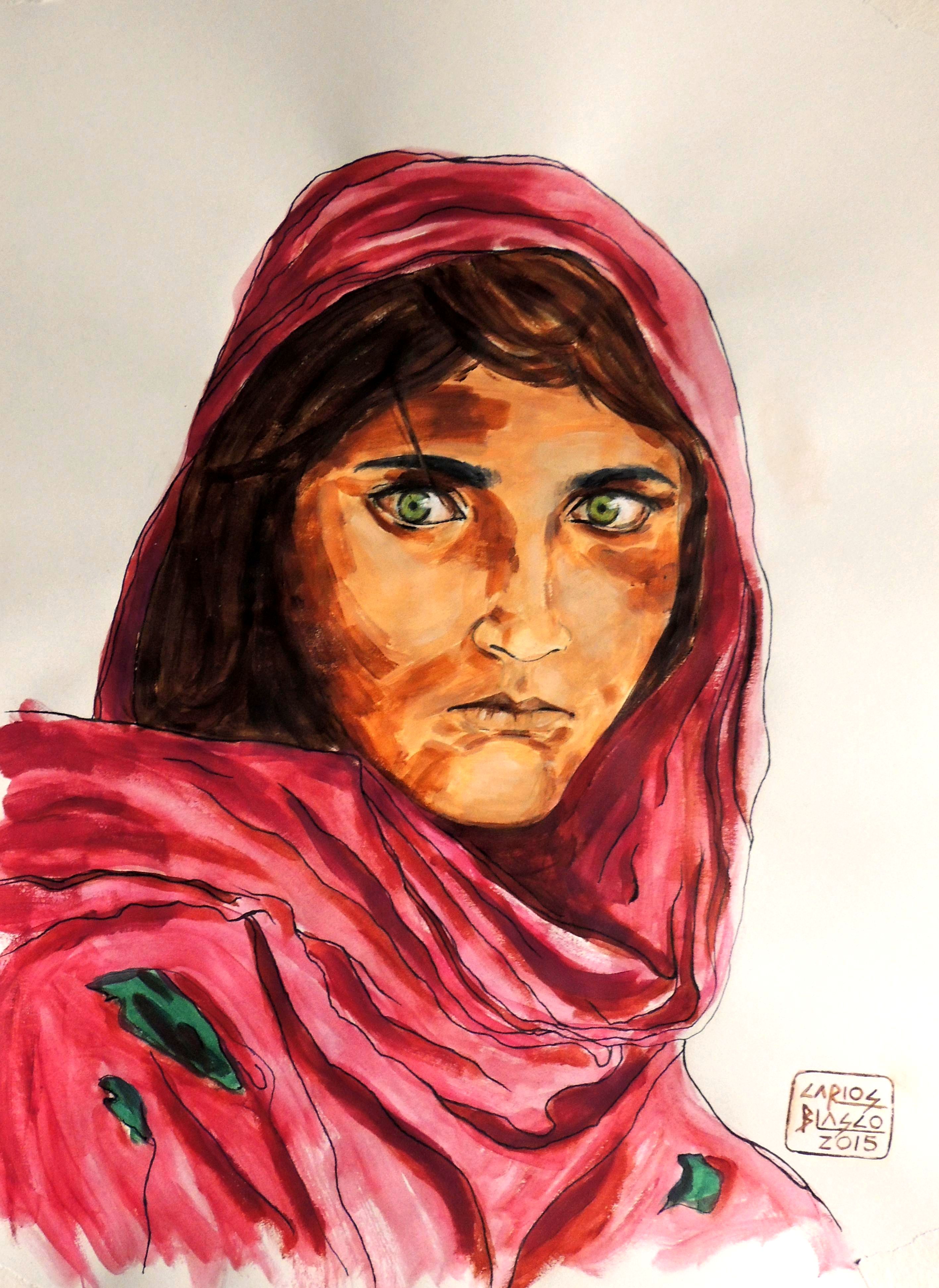 VERSIONANDO A STEVE McCURRY - Muchacha de Peshawar, Pakistán