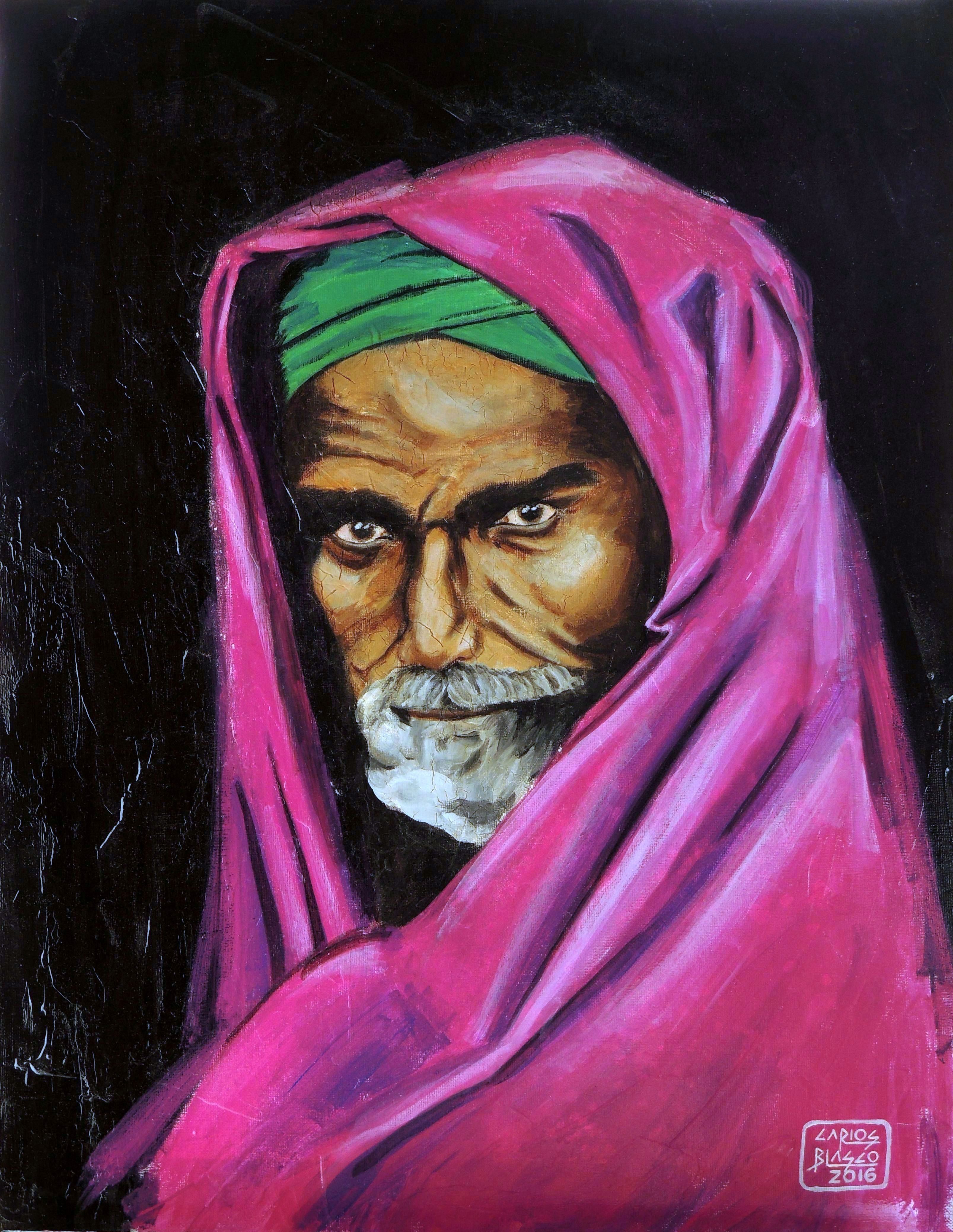 ...Y AL PRÓJIMO, COMO A TÍ MISMO - Versionando a Steve McCurry - Hombre de Bombay, India - Técnica mixta sobre lienzo - 65x50 cms.