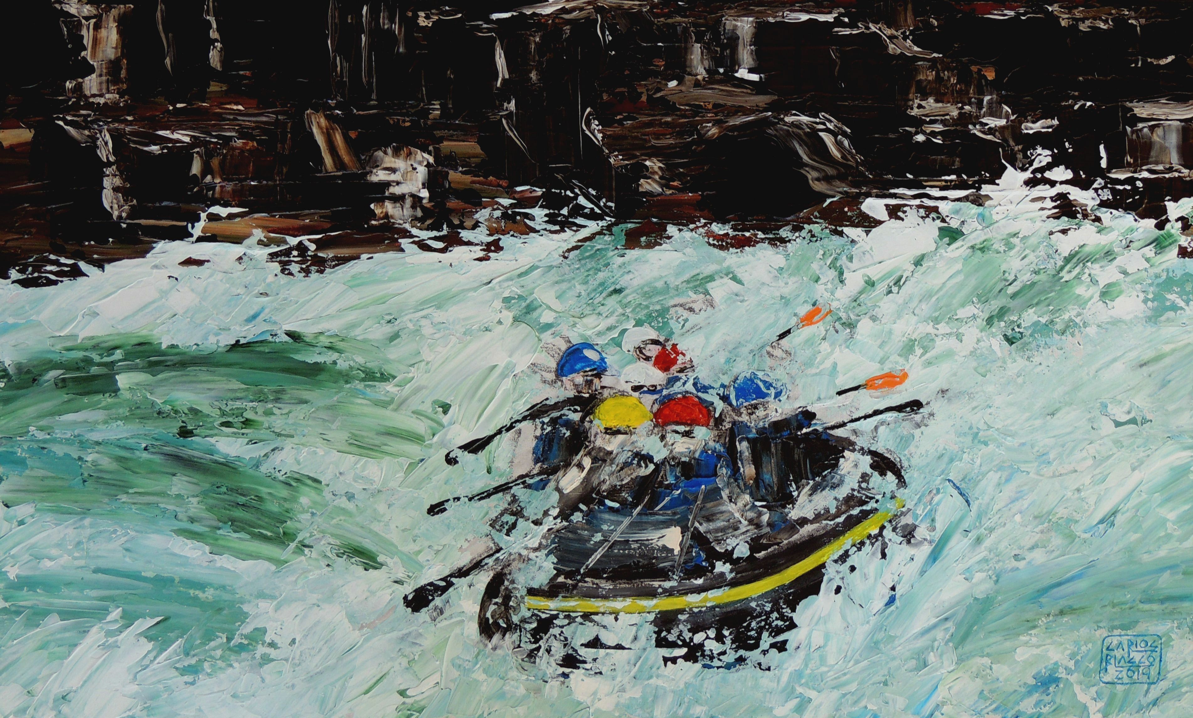 RAFTING - Acrílico a espátula, 30 x 50 cms, sobre DM 9 mm.