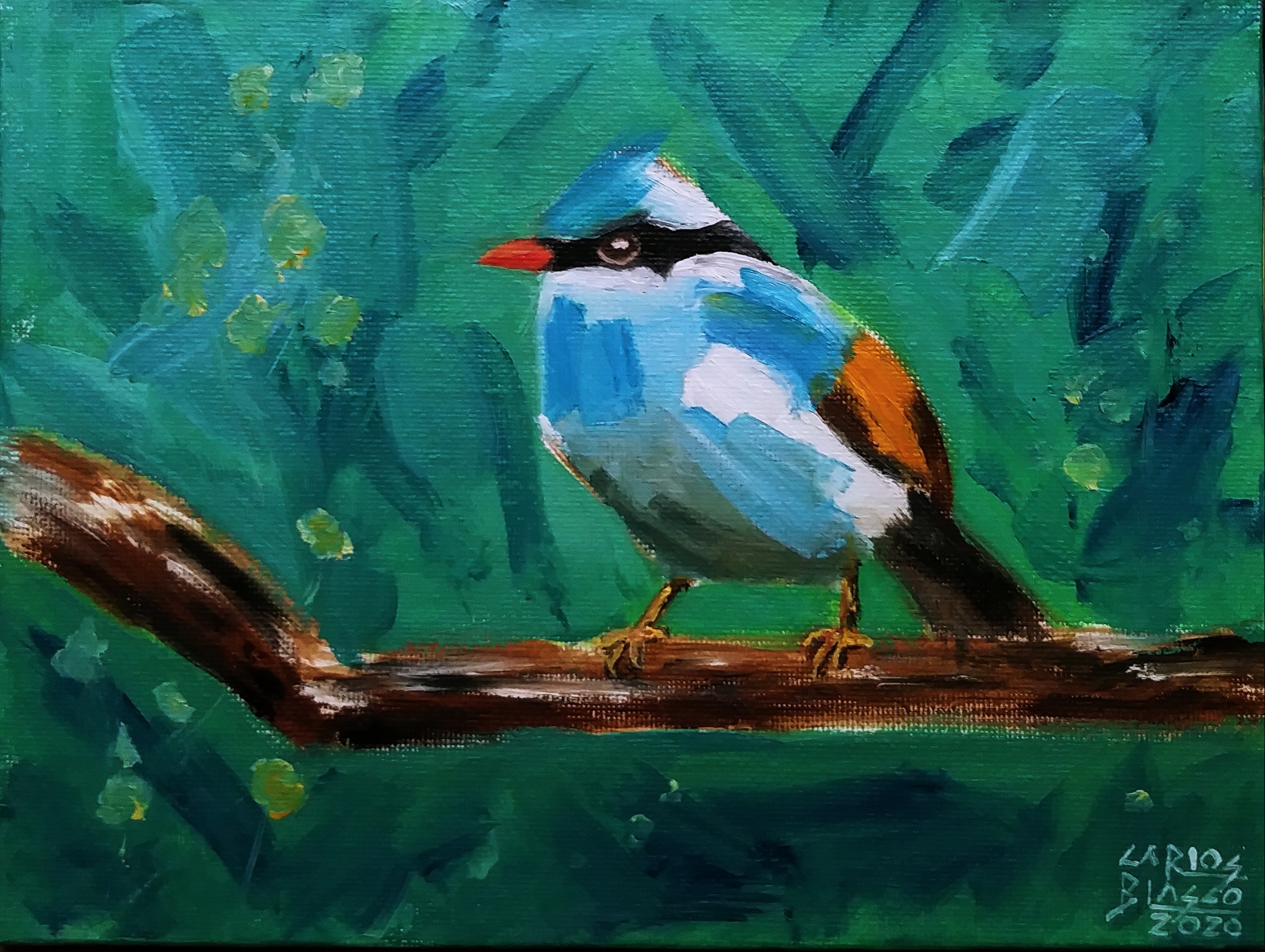 16 - De la serie “El baile de los pajaritos” Óleo sobre lienzo. 15×20 cms.