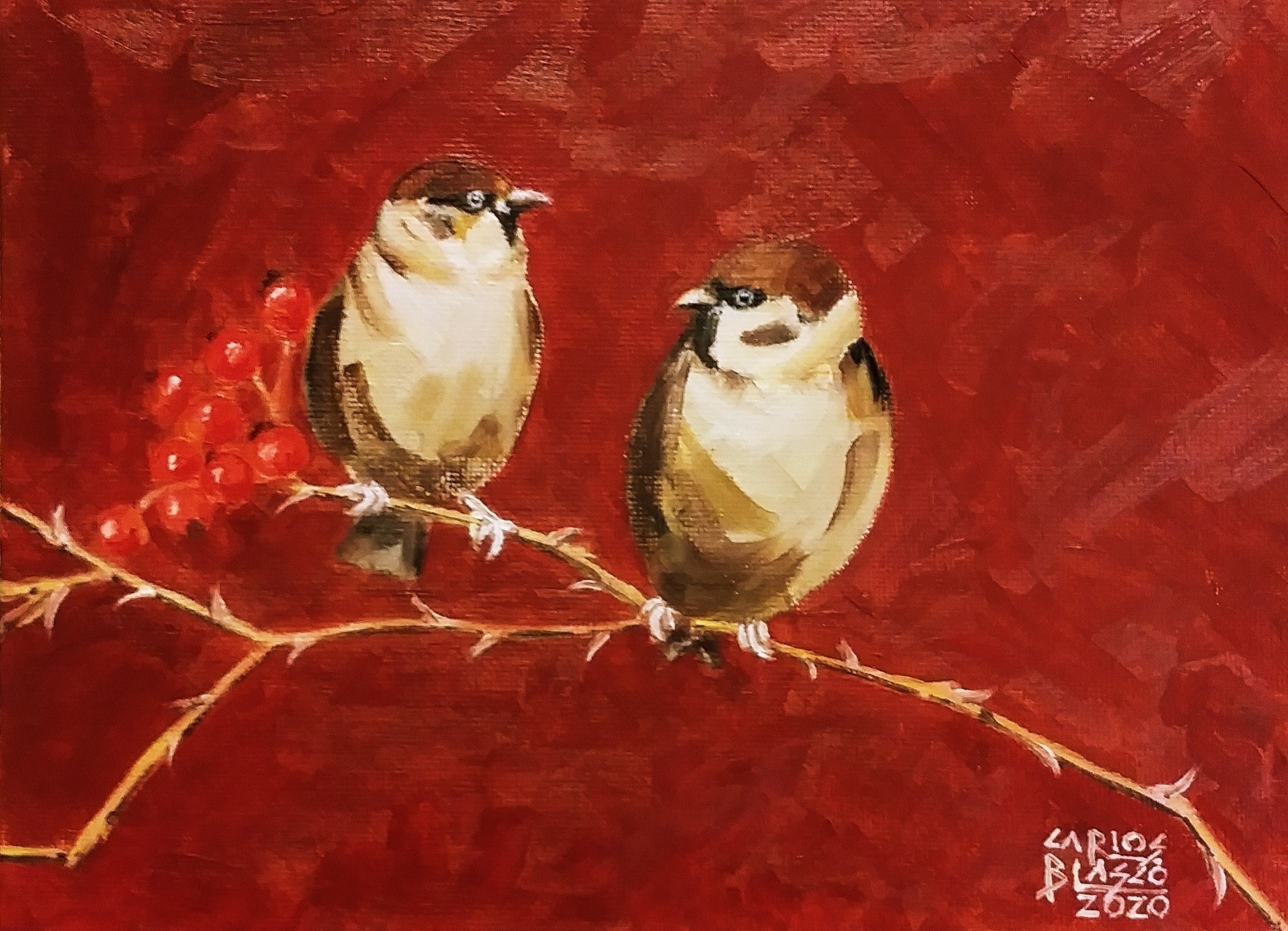 19 - De la serie “El baile de los pajaritos” Óleo sobre lienzo. 15×20 cms.