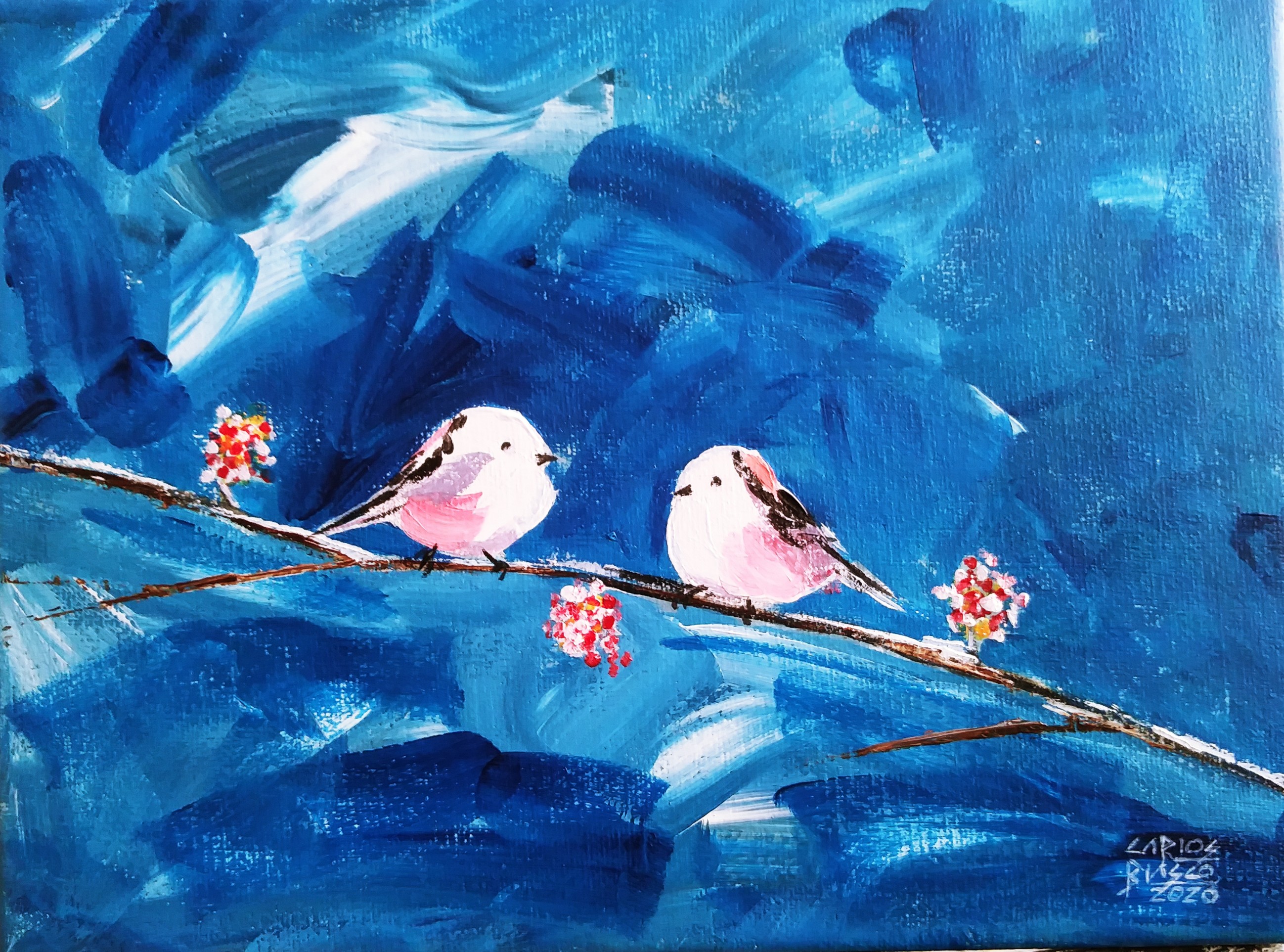 20 - De la serie “El baile de los pajaritos” Óleo sobre lienzo. 18x24 cms.