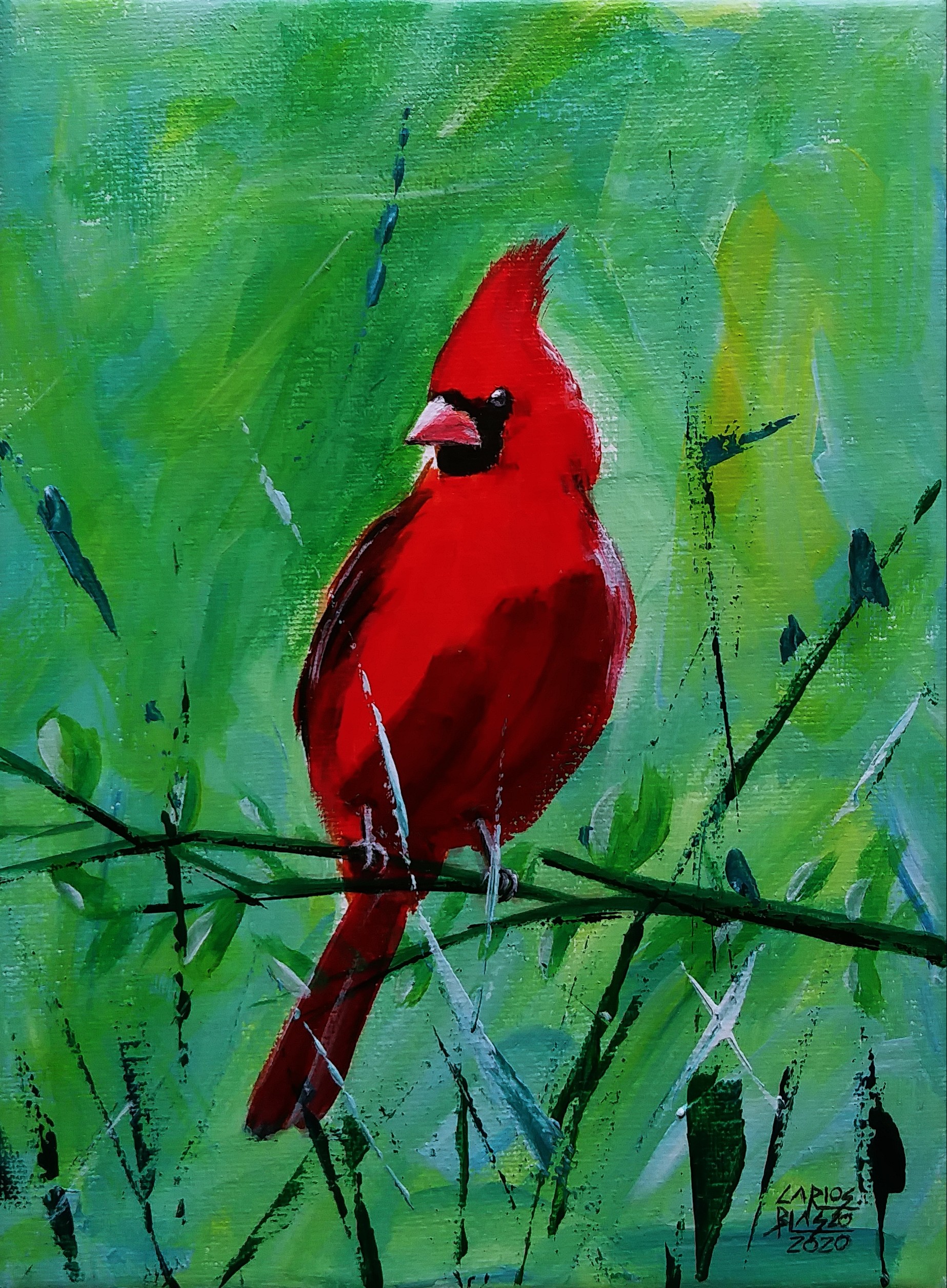 223 - De la serie “El baile de los pajaritos”Acrílico sobre lienzo. 24x18 cms.