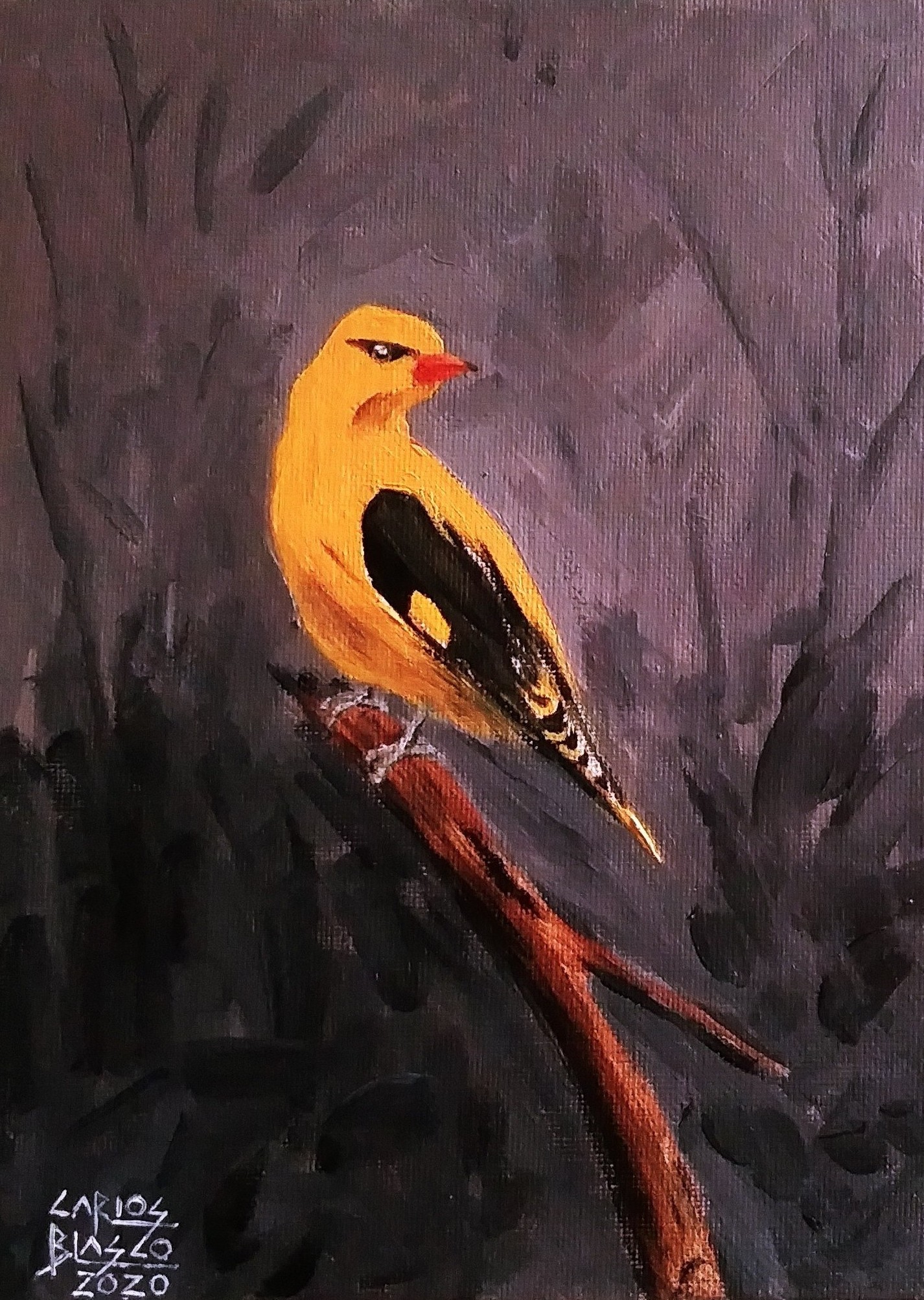 De la serie “El baile de los pajaritos” Óleo sobre lienzo. 20x15 cms.